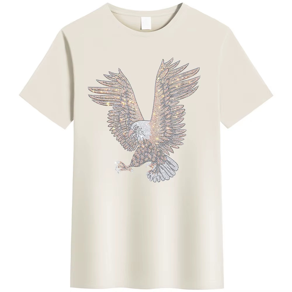 Men’s 3D Rhinestone Eagle T-Shirt | Summer Casual Short Sleeve Graphic Tee