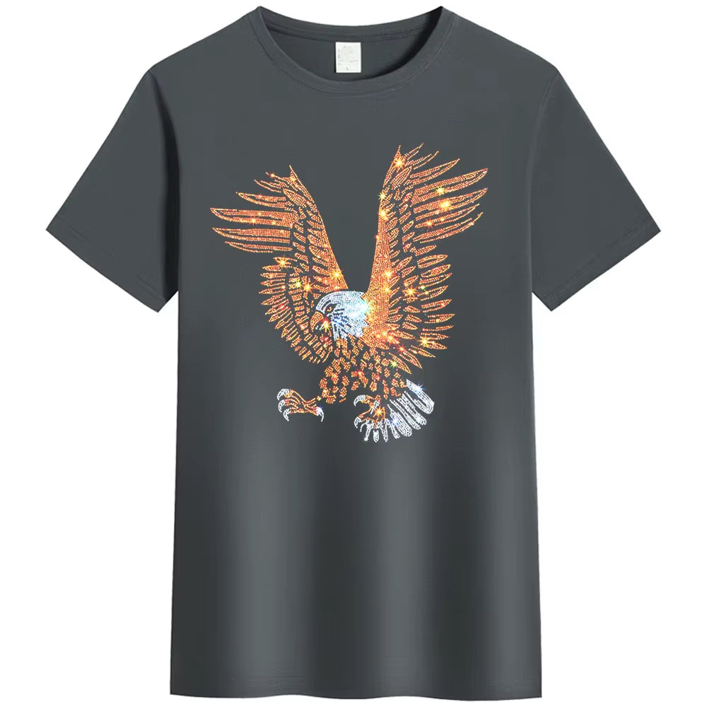 Men’s 3D Rhinestone Eagle T-Shirt | Summer Casual Short Sleeve Graphic Tee