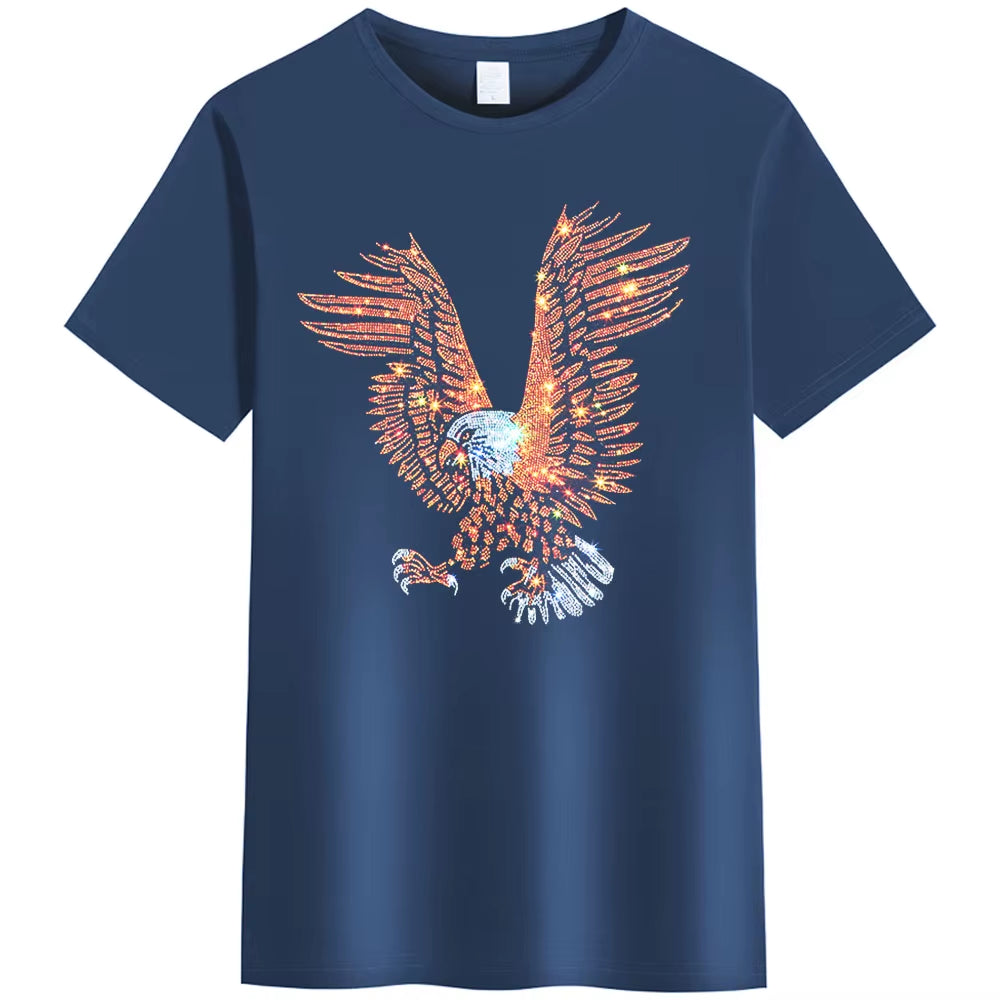 Men’s 3D Rhinestone Eagle T-Shirt | Summer Casual Short Sleeve Graphic Tee