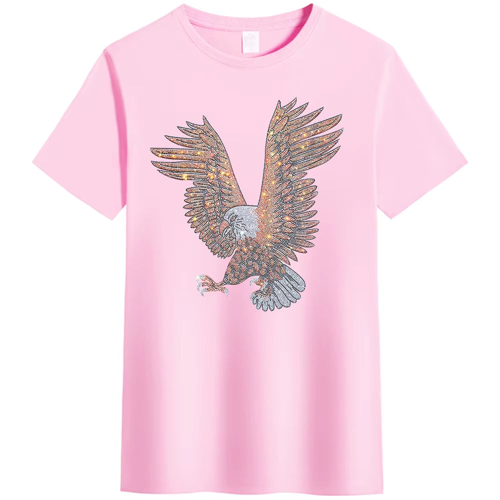 Men’s 3D Rhinestone Eagle T-Shirt | Summer Casual Short Sleeve Graphic Tee