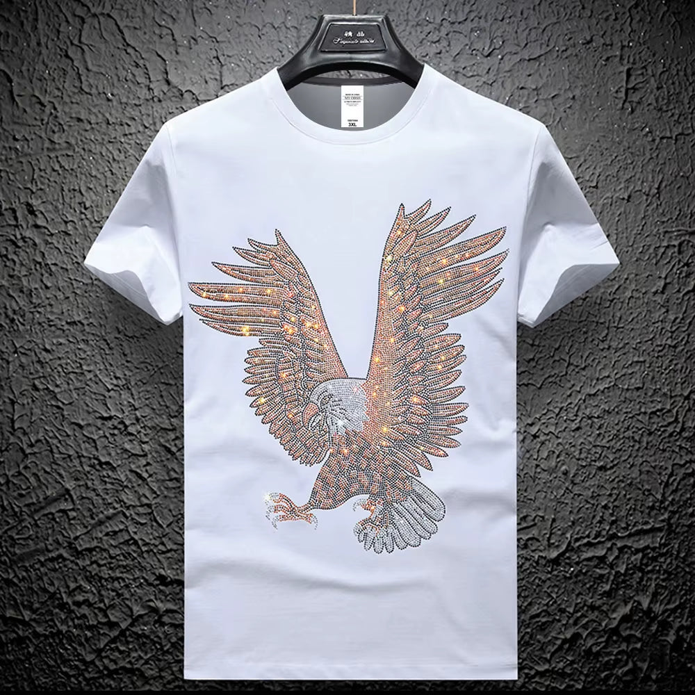 Men’s 3D Rhinestone Eagle T-Shirt | Summer Casual Short Sleeve Graphic Tee