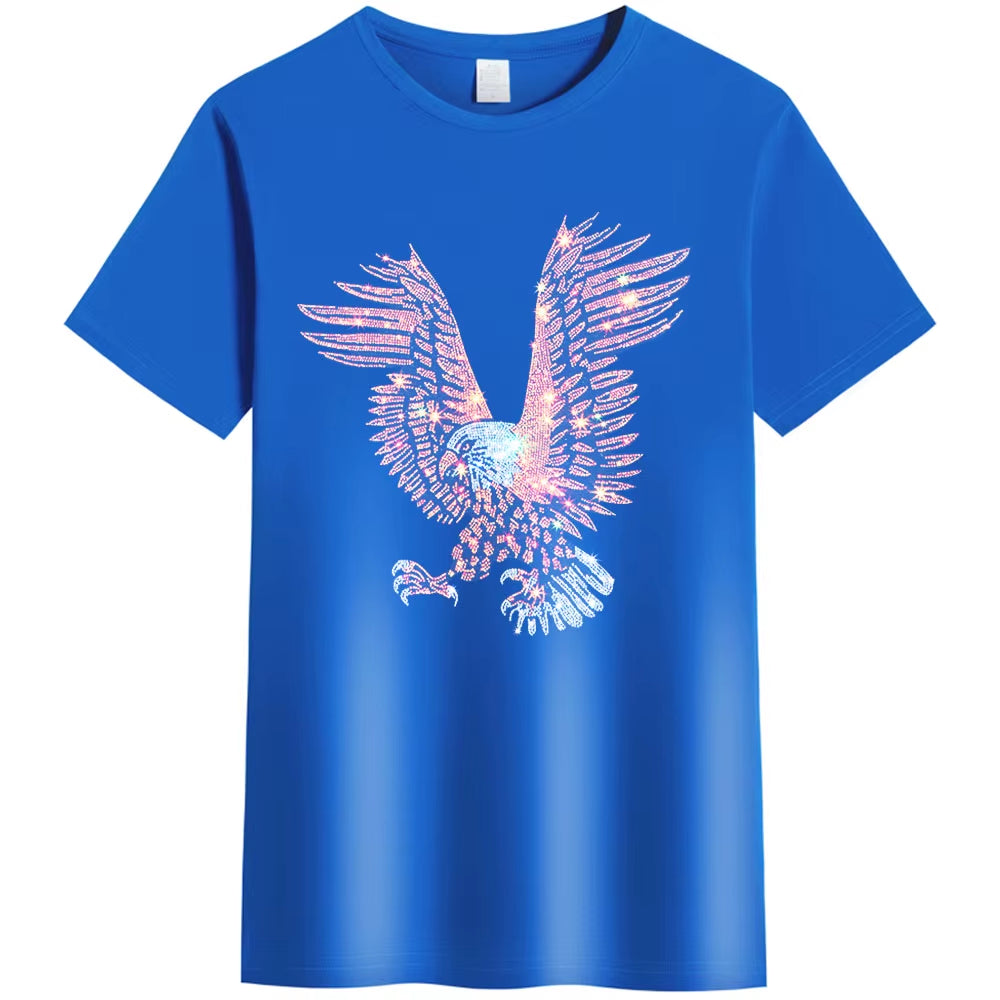 Men’s 3D Rhinestone Eagle T-Shirt | Summer Casual Short Sleeve Graphic Tee