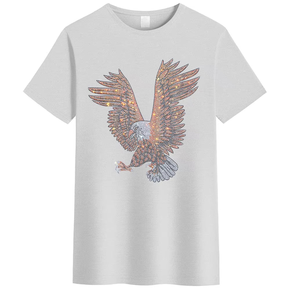 Men’s 3D Rhinestone Eagle T-Shirt | Summer Casual Short Sleeve Graphic Tee