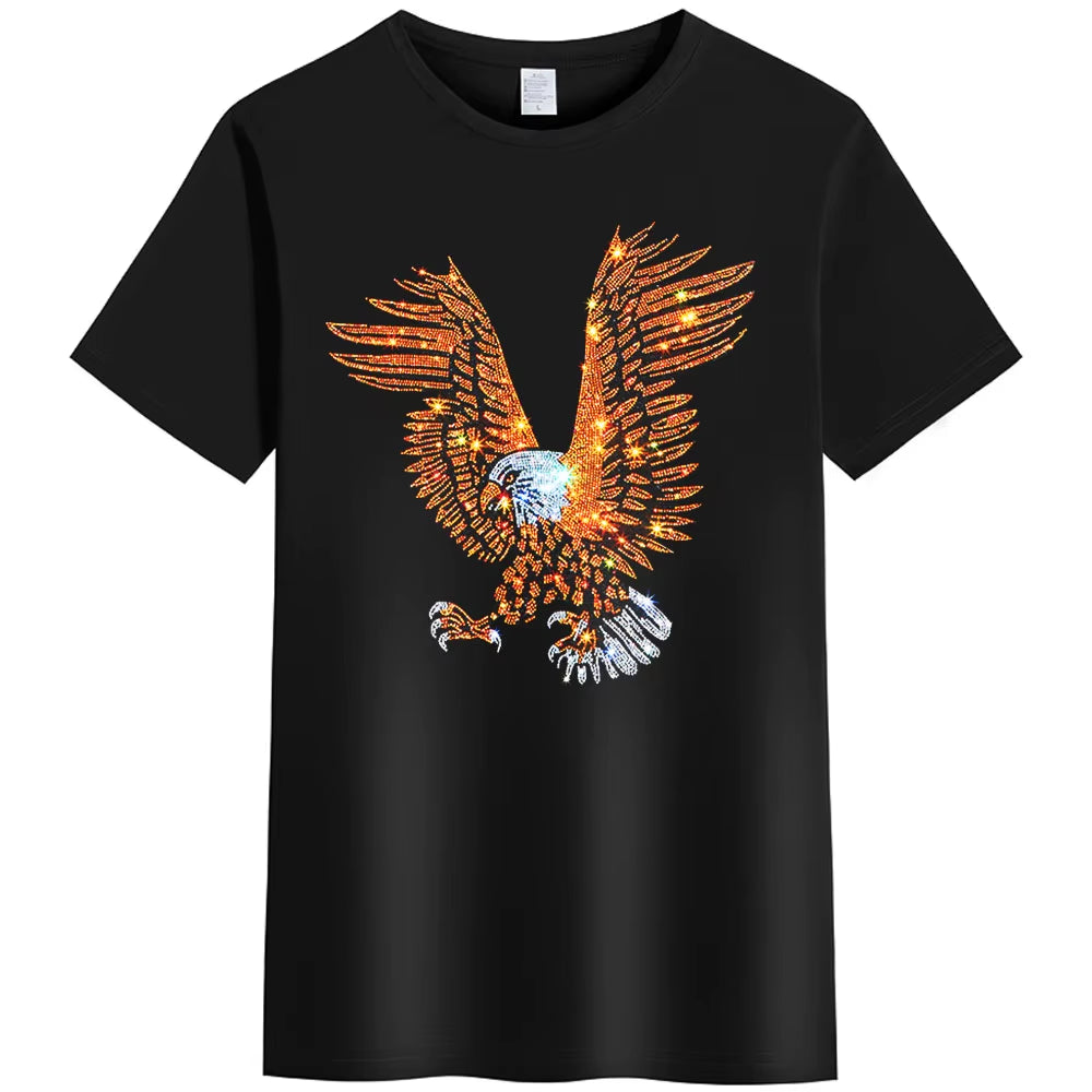 Men’s 3D Rhinestone Eagle T-Shirt | Summer Casual Short Sleeve Graphic Tee