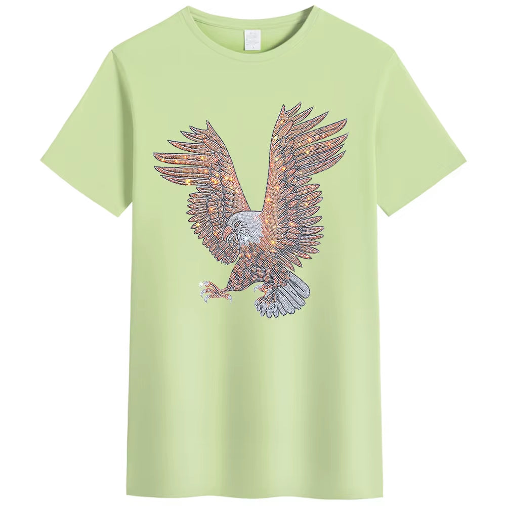 Men’s 3D Rhinestone Eagle T-Shirt | Summer Casual Short Sleeve Graphic Tee