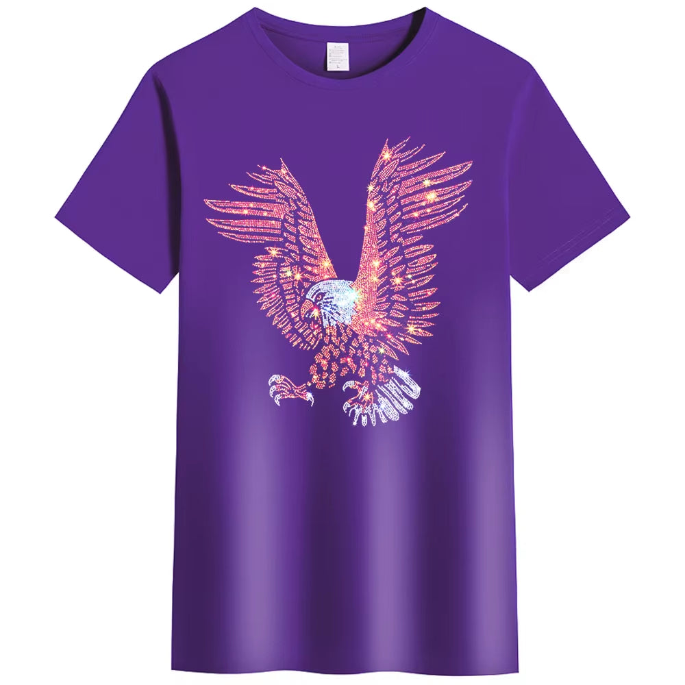 Men’s 3D Rhinestone Eagle T-Shirt | Summer Casual Short Sleeve Graphic Tee