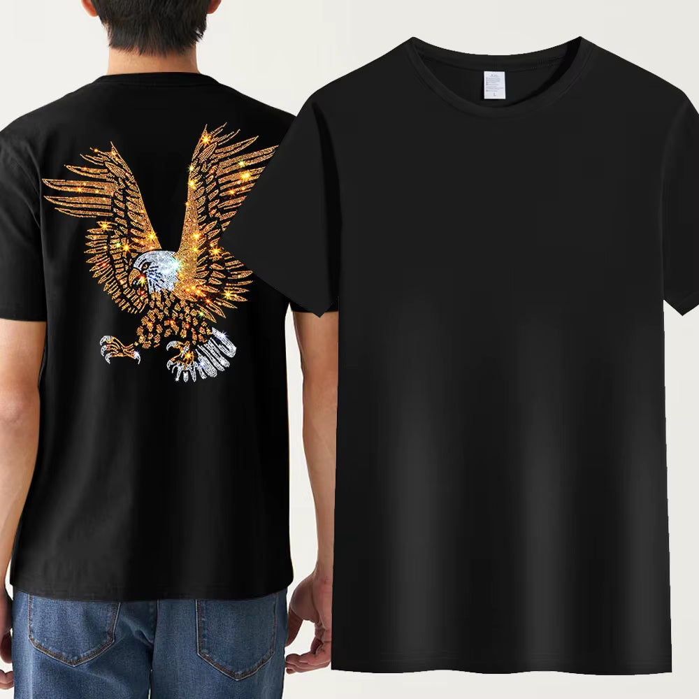 Men’s 3D Rhinestone Eagle T-Shirt | Summer Casual Short Sleeve Graphic Tee