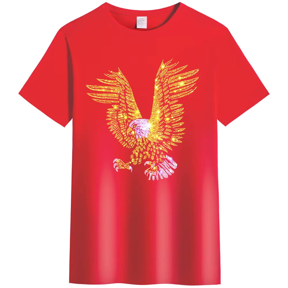 Men’s 3D Rhinestone Eagle T-Shirt | Summer Casual Short Sleeve Graphic Tee