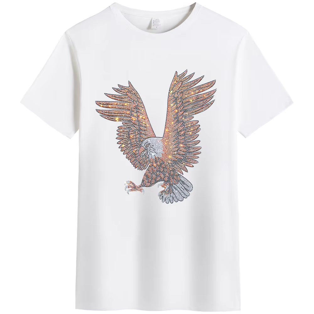 Men’s 3D Rhinestone Eagle T-Shirt | Summer Casual Short Sleeve Graphic Tee