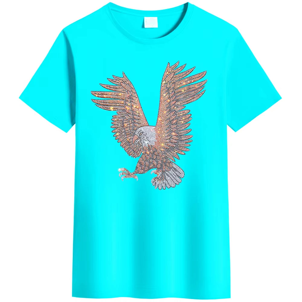 Men’s 3D Rhinestone Eagle T-Shirt | Summer Casual Short Sleeve Graphic Tee